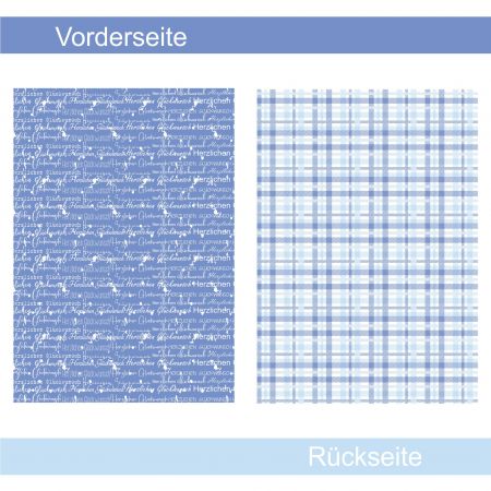 Schrift blau kariert - Designpapier